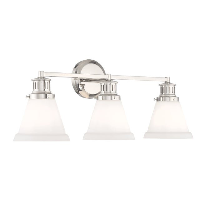 2403-PN-MO - Alden Bath Light - Polished Nickel, Matte Opal