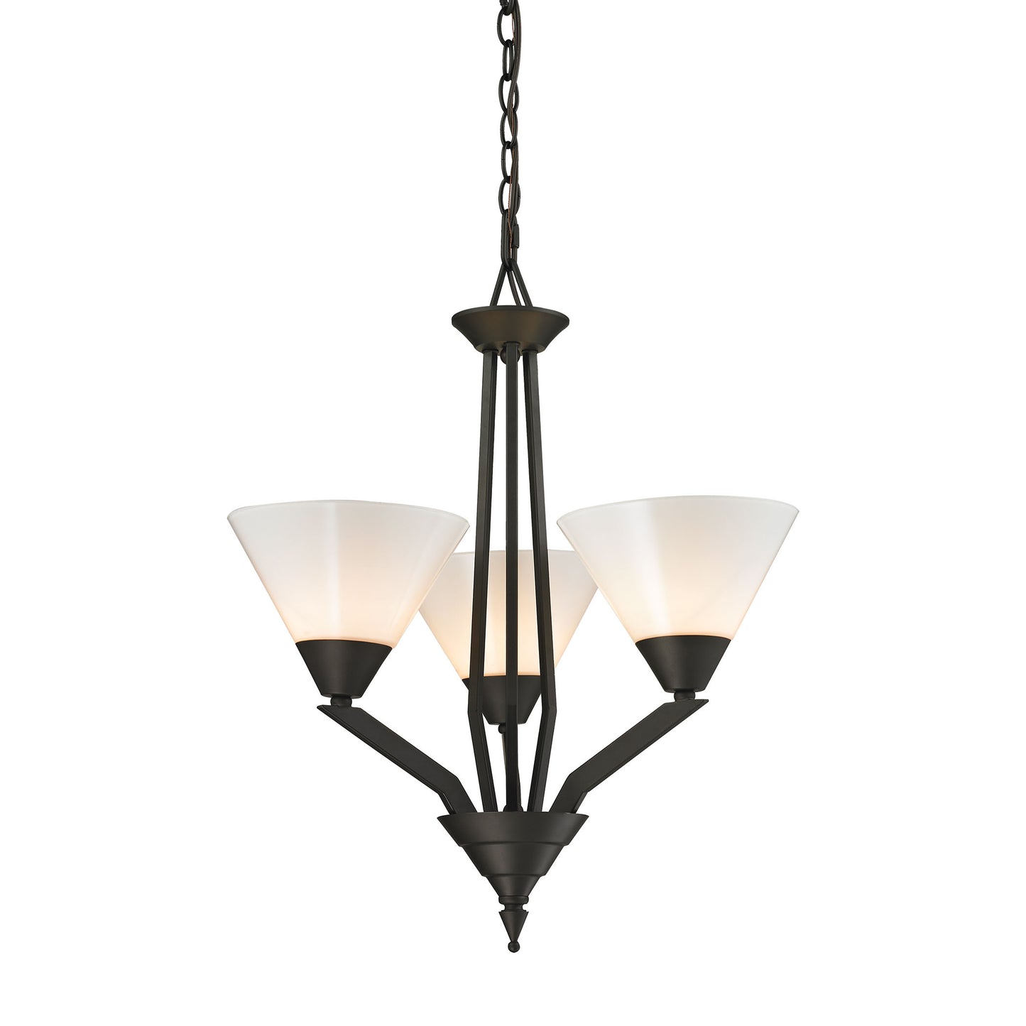 2453CH/10 - Tribecca 3-Light Chandelier in Oil Rubbed Bronze with White Glass