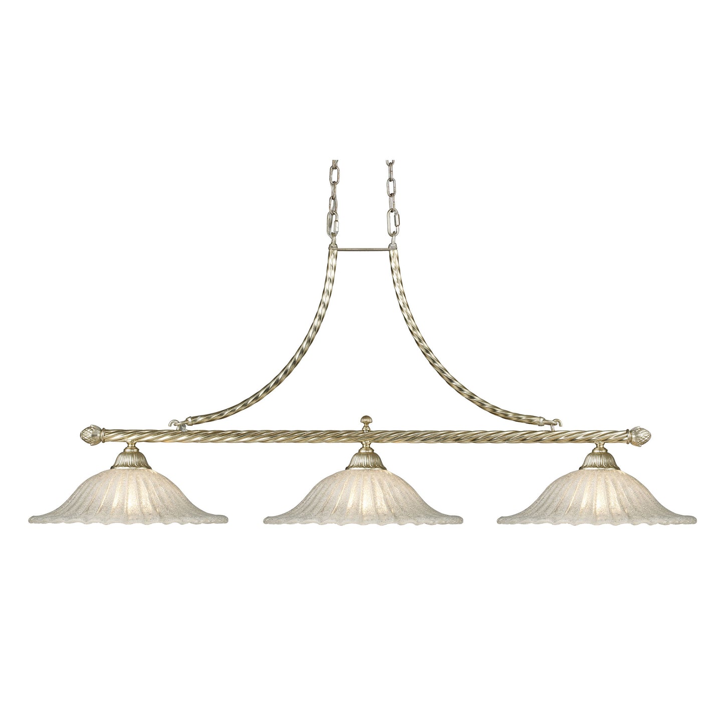 2578/3 - Bianco 54'' Wide 3-Light Linear Chandelier - Silver Leaf