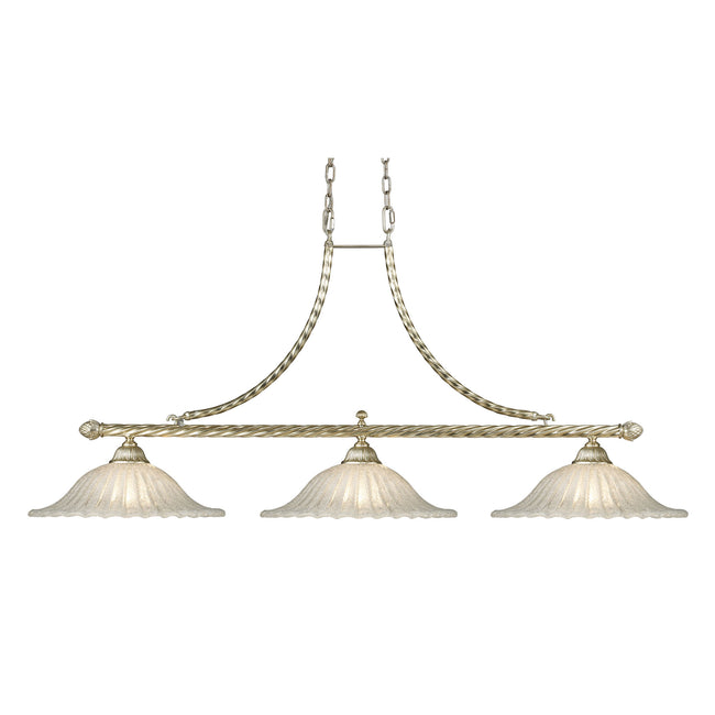 2578/3 - Bianco 54'' Wide 3-Light Linear Chandelier - Silver Leaf