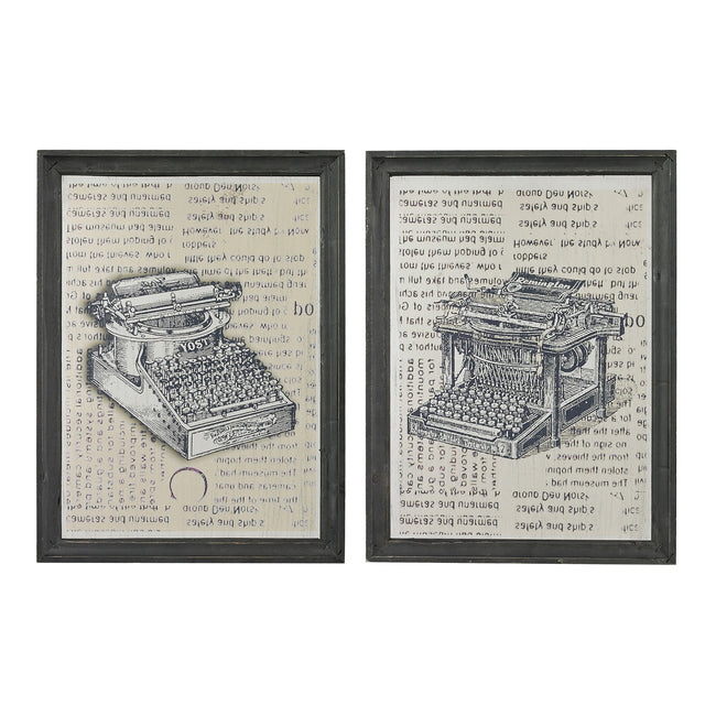 26-8663/S2 - Antique Typewriter Prints on Glass (2-piece Set)