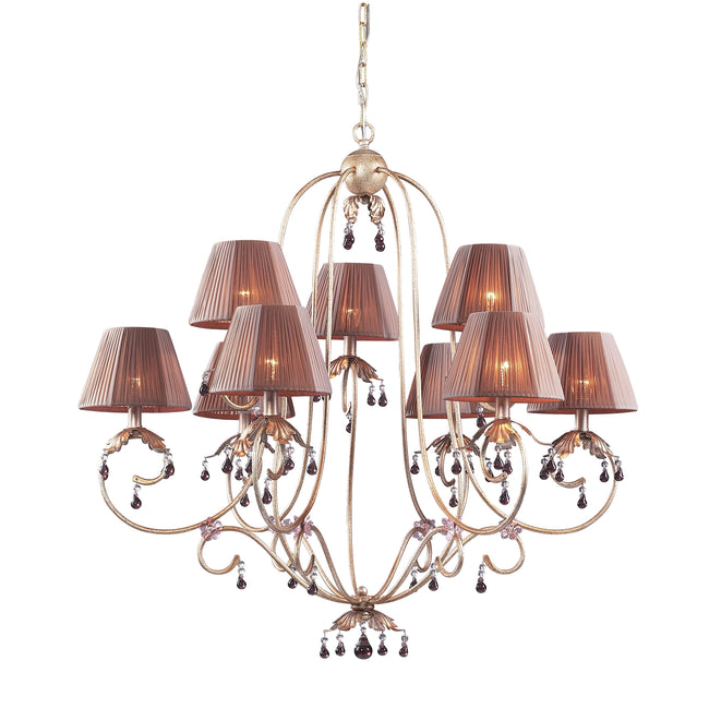 2706/6+3 - Olivissa Collection 9-Light Chandelier in a Bronzed Silver Finish