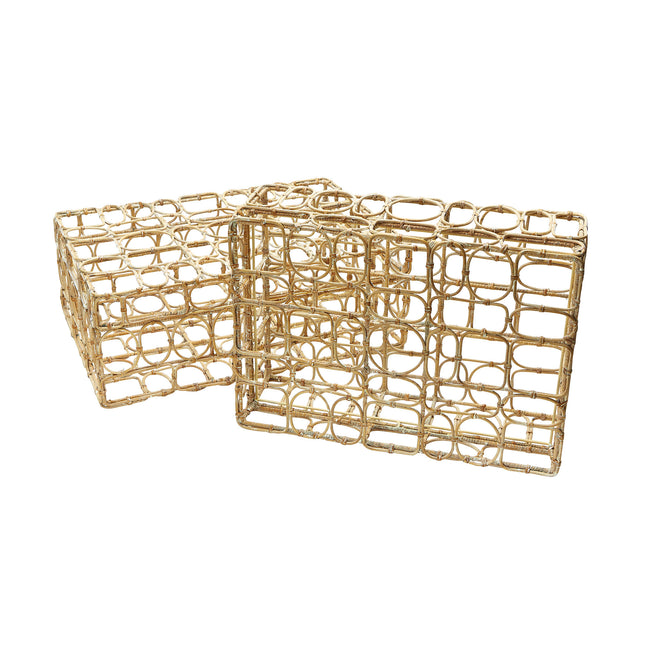 287004/S2 - Oval Ring Boxes in Washed Natural (Set of 2) - Rectangular