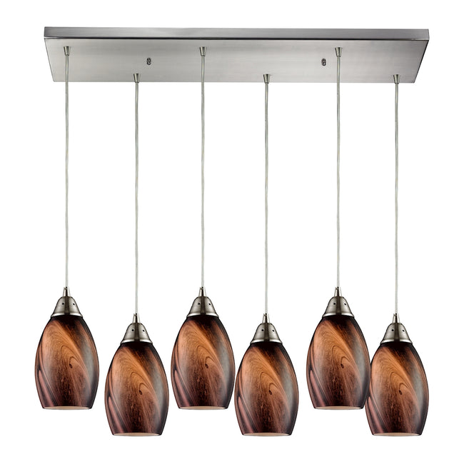 31133/6RC-RCK - Formations 30'' Wide 6-Light Pendant - Satin Nickel