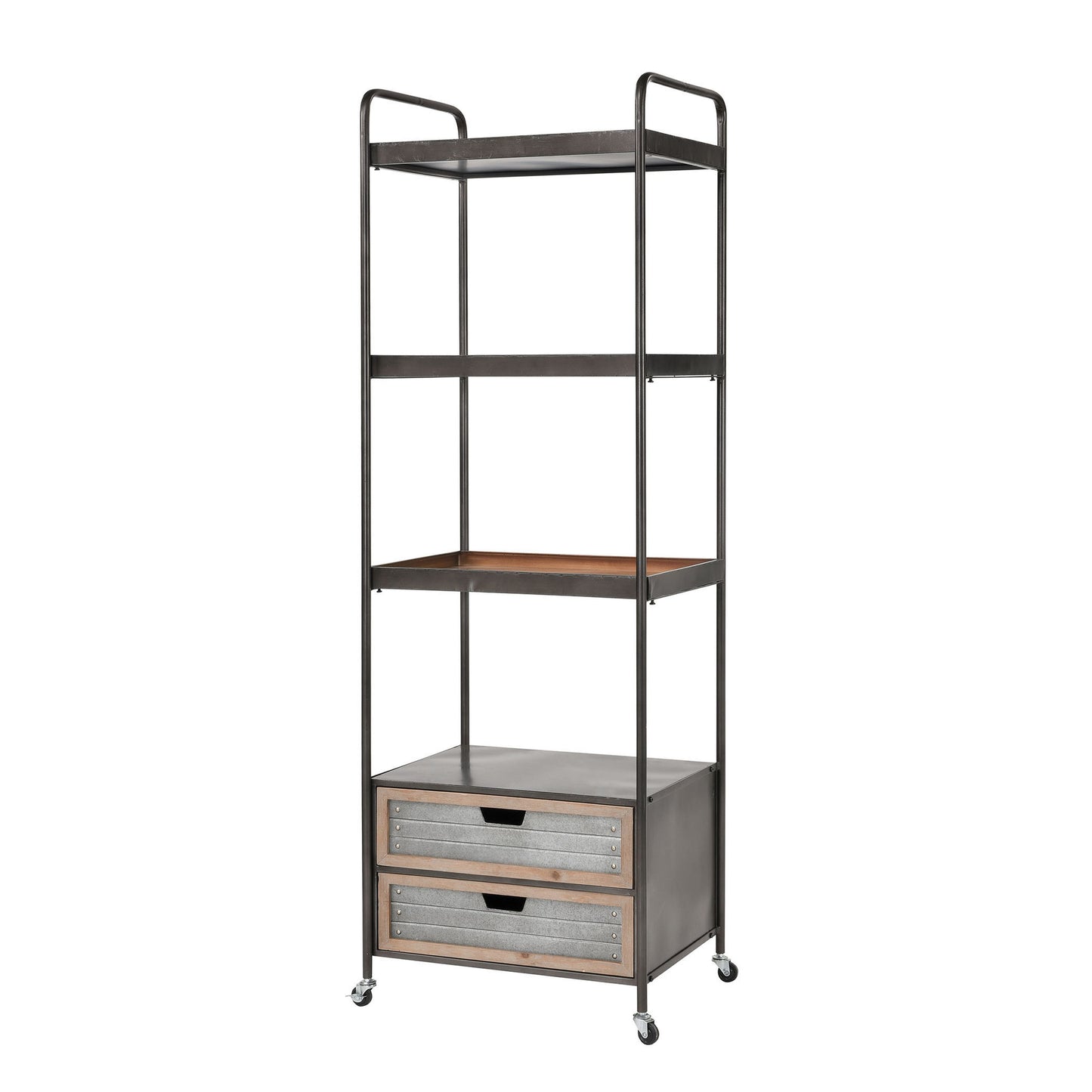 3138-480 - Whitepark Bay Bookshelf in Natural Fir Wood and Galvanized Steel