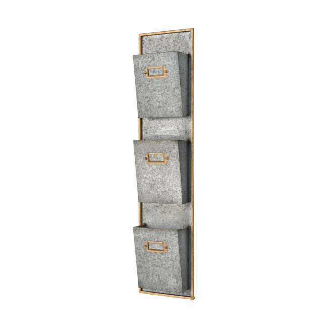 3138-500 - Whitepark Bay Wall Organizer in Pewter and Gold