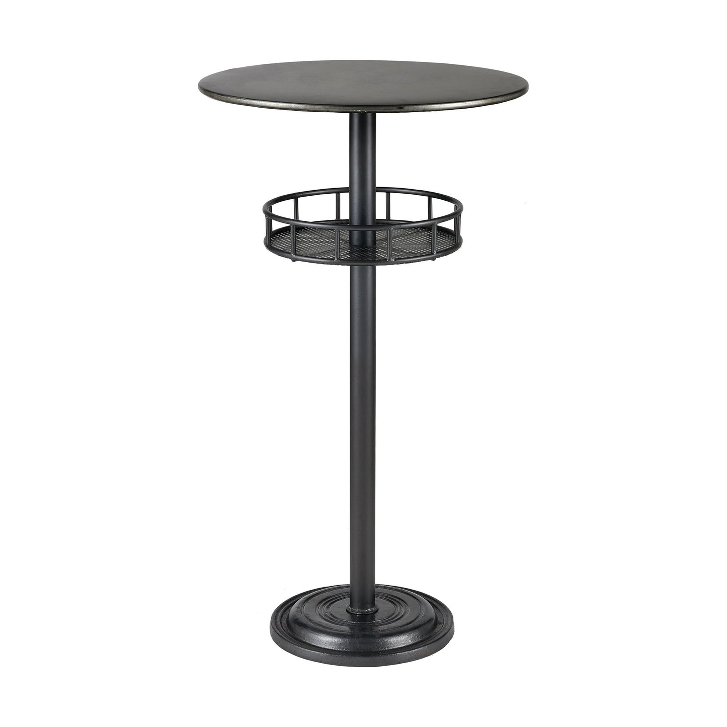 3187-018 - Parton Bar Table in Dark Pewter and Galvanized Steel