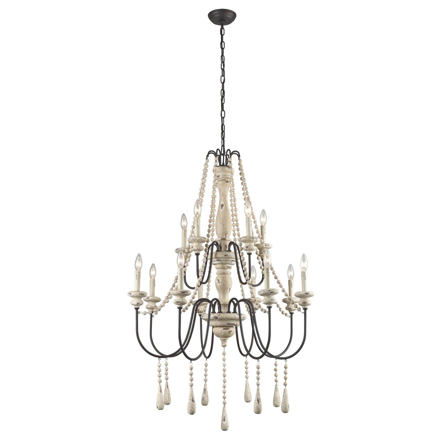 3215-006 - Sommieres 33'' Wide 12-Light Chandelier - Antique French Cream