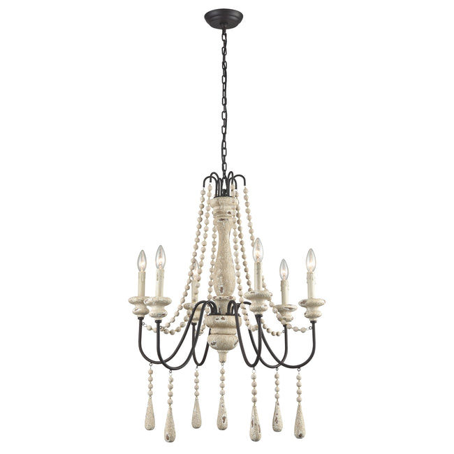 3215-007 - Sommieres 25'' Wide 6-Light Chandelier - Antique French Cream