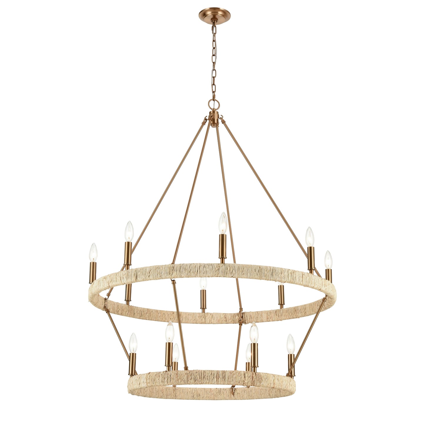 32418/8+6 - Abaca 36'' Wide 14-Light Chandelier - Satin Brass