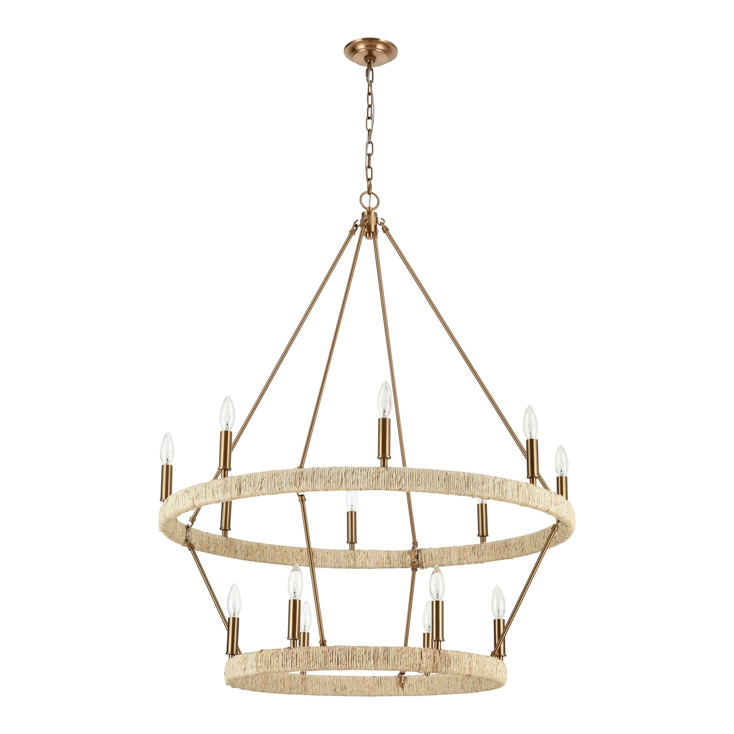 32418/8+6 - Abaca 36'' Wide 14-Light Chandelier - Satin Brass