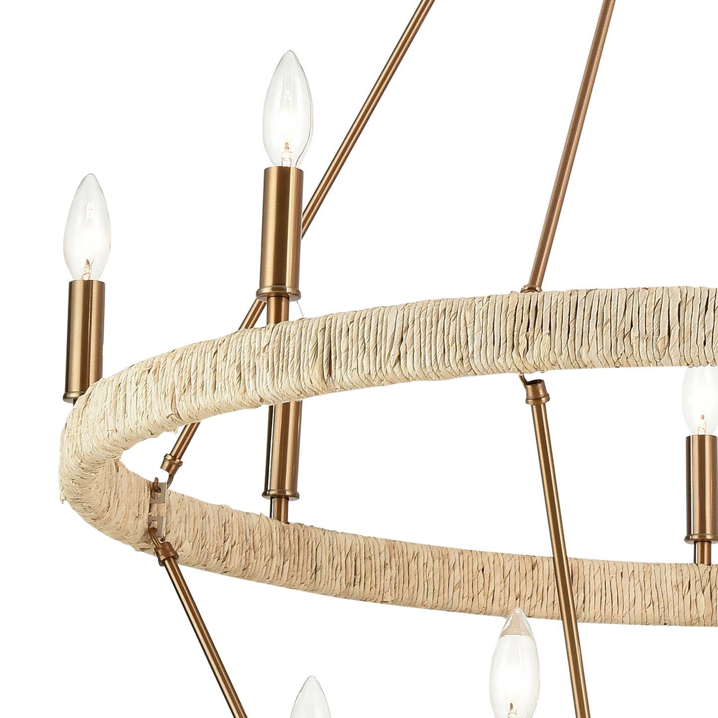 32418/8+6 - Abaca 36'' Wide 14-Light Chandelier - Satin Brass