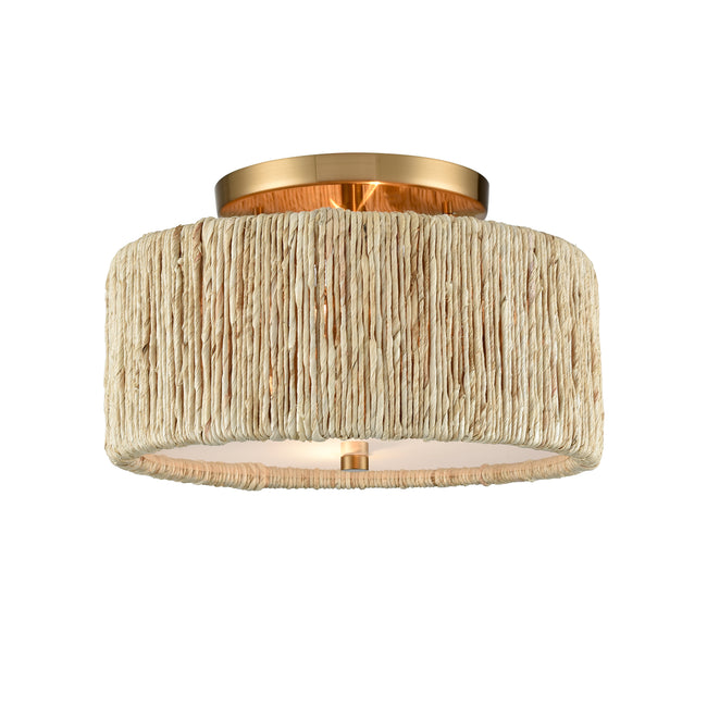 32468/2 - Abaca 13.75'' Wide 2-Light Semi Flush Mount - Satin Brass