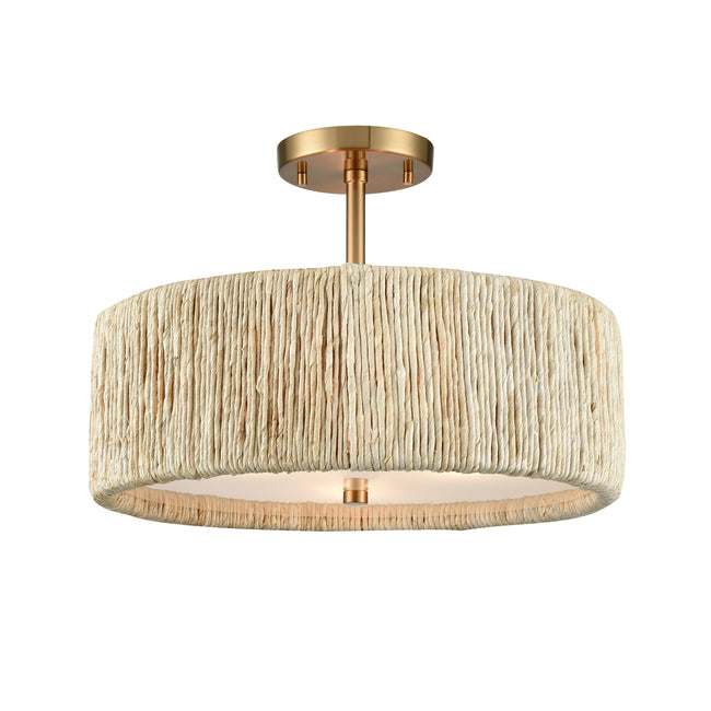 32469/3 - Abaca 16.75'' Wide 3-Light Semi Flush Mount - Satin Brass