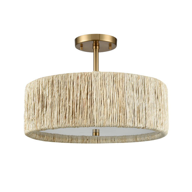 32469/3 - Abaca 16.75'' Wide 3-Light Semi Flush Mount - Satin Brass