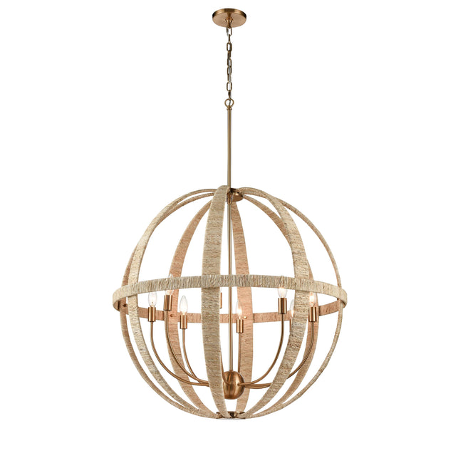 32473/8 - Abaca 32'' Wide 8-Light Chandelier - Satin Brass