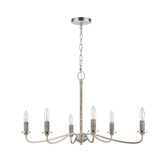 32482/6 - Abaca 32'' Wide 6-Light Chandelier - Polished Nickel