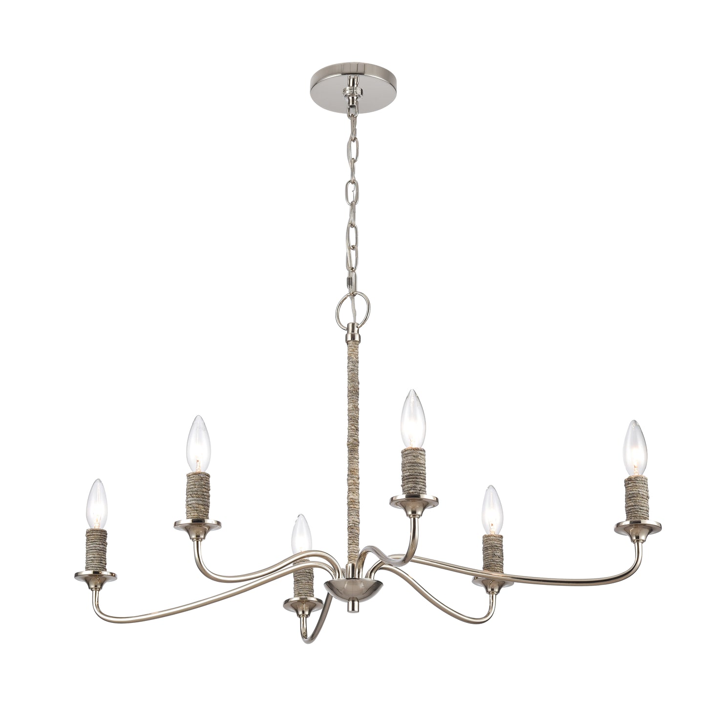 32482/6 - Abaca 32'' Wide 6-Light Chandelier - Polished Nickel