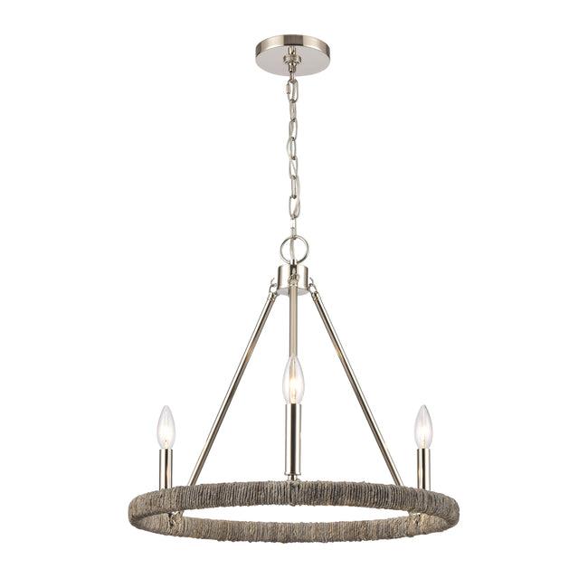 32483/3 - Abaca 20'' Wide 3-Light Chandelier - Polished Nickel