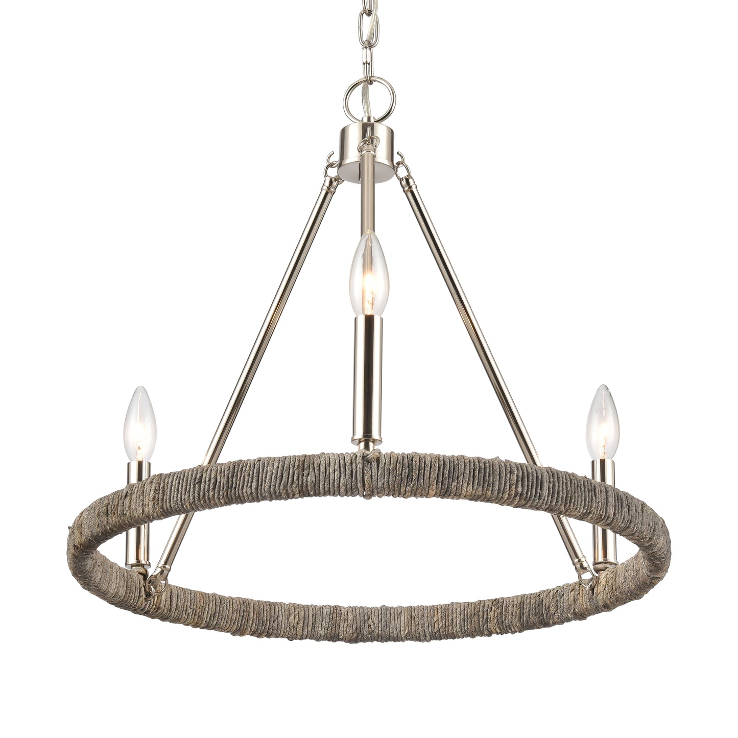 32483/3 - Abaca 20'' Wide 3-Light Chandelier - Polished Nickel