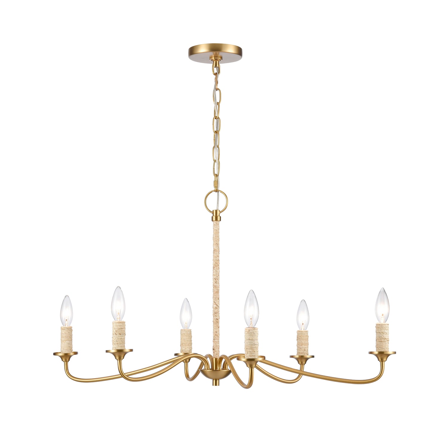 32485/6 - Abaca 32'' Wide 6-Light Chandelier - Brushed Gold