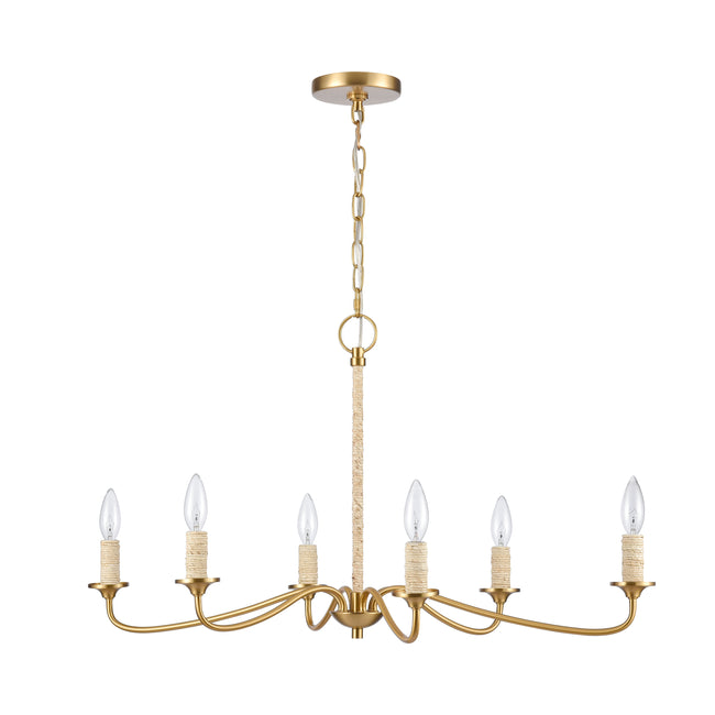 32485/6 - Abaca 32'' Wide 6-Light Chandelier - Brushed Gold