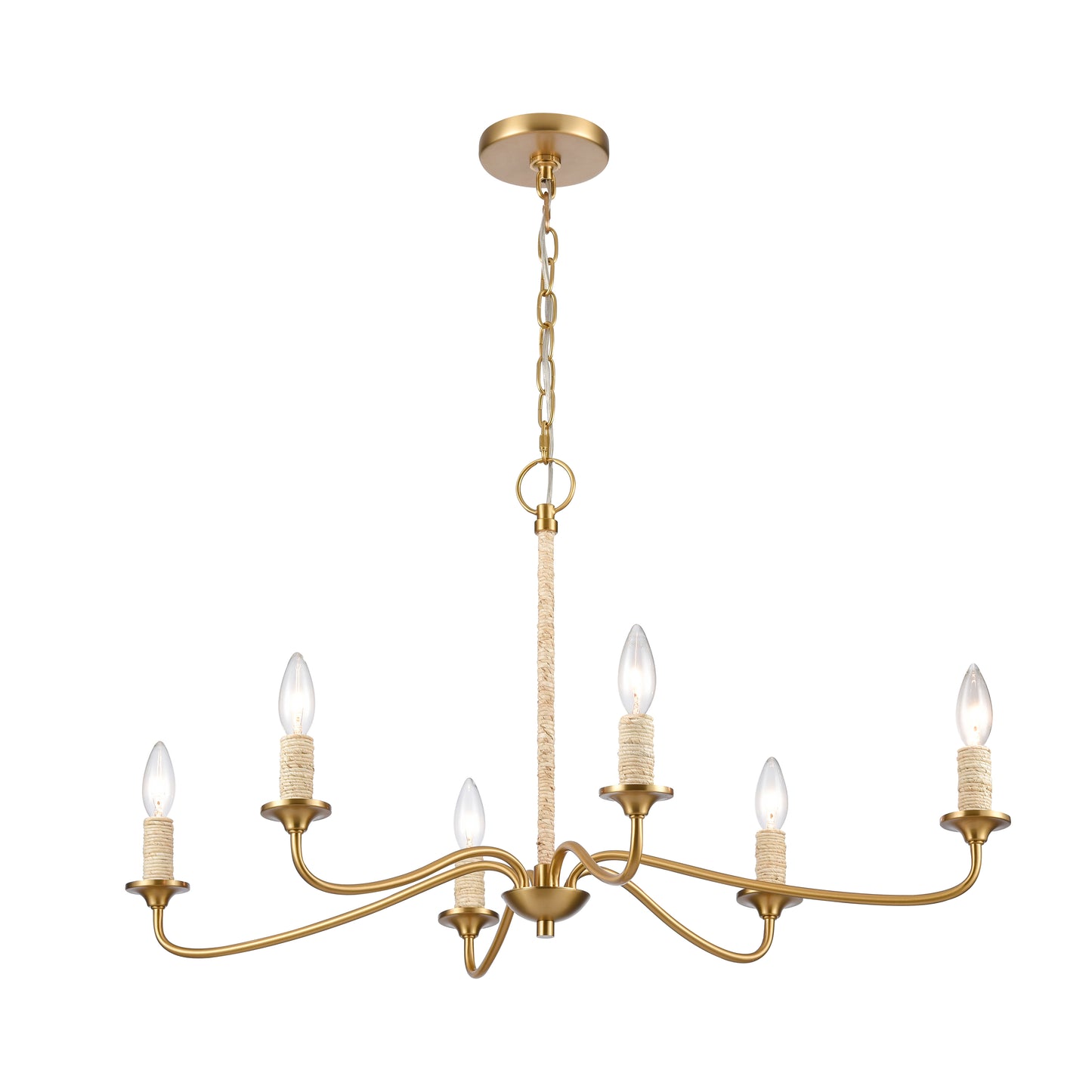 32485/6 - Abaca 32'' Wide 6-Light Chandelier - Brushed Gold