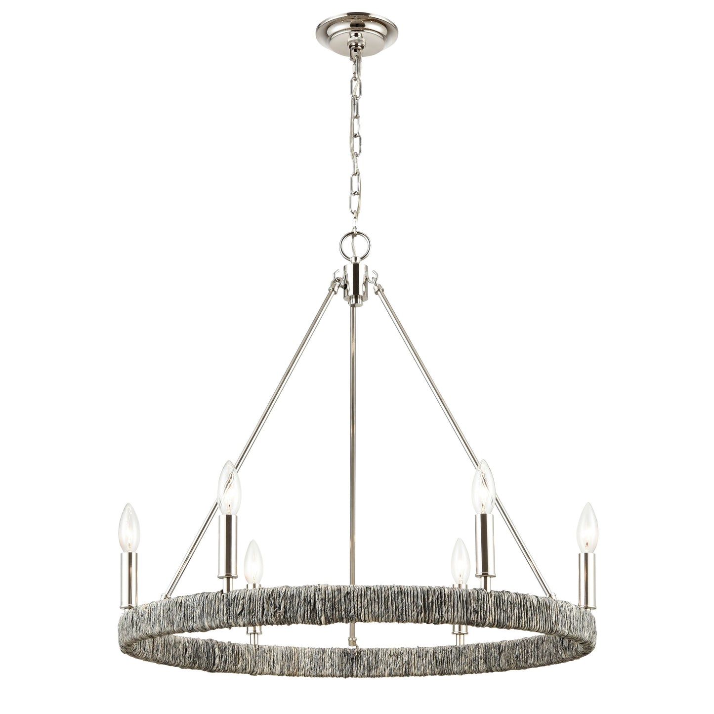 32515/6 - Abaca 27'' Wide 6-Light Chandelier - Polished Nickel