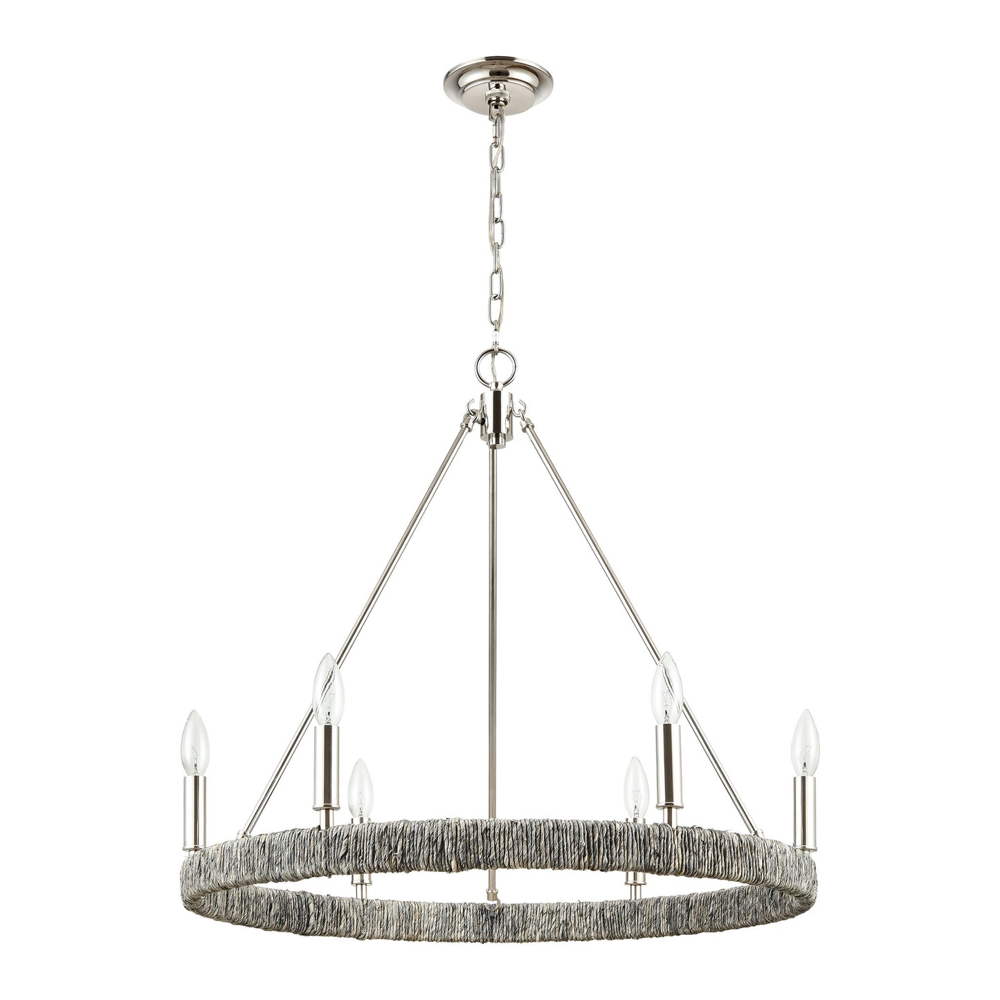 32515/6 - Abaca 27'' Wide 6-Light Chandelier - Polished Nickel