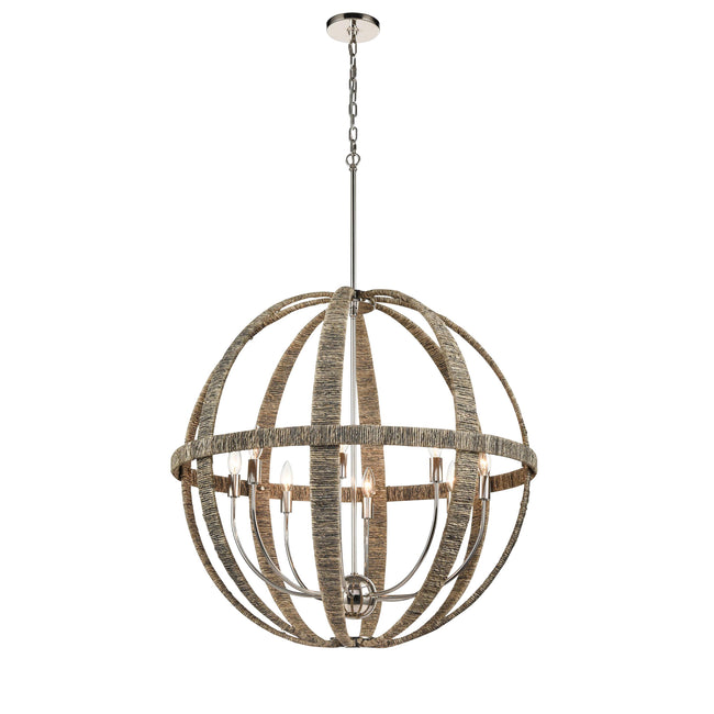 32573/8 - Abaca 32'' Wide 8-Light Chandelier - Polished Nickel