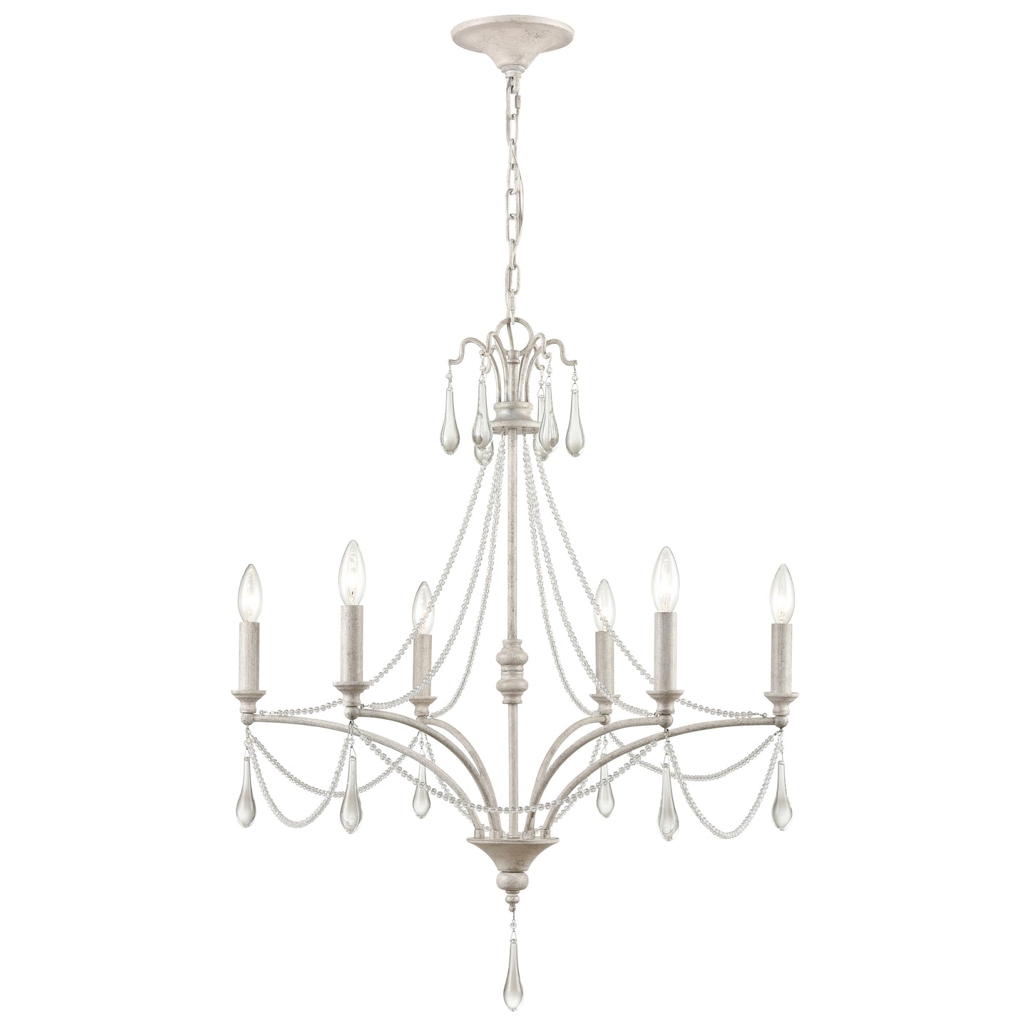 33476/6 - French Parlor 27'' Wide 6-Light Chandelier - Vintage White