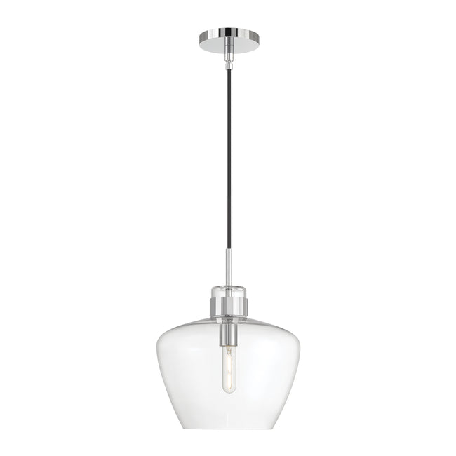 3741-CH-CL - Aurora 1-Light Glass Pendant - Chrome