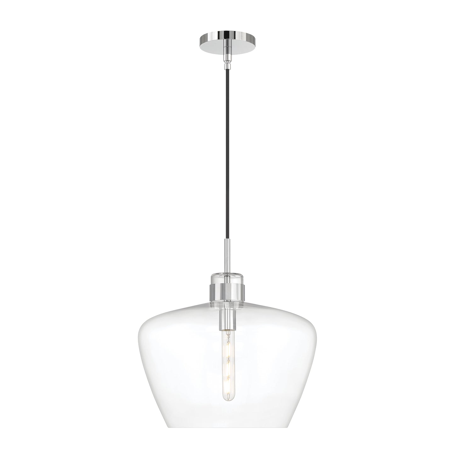 3742-CH-CL - Aurora 1-Light Glass Pendant - Chrome