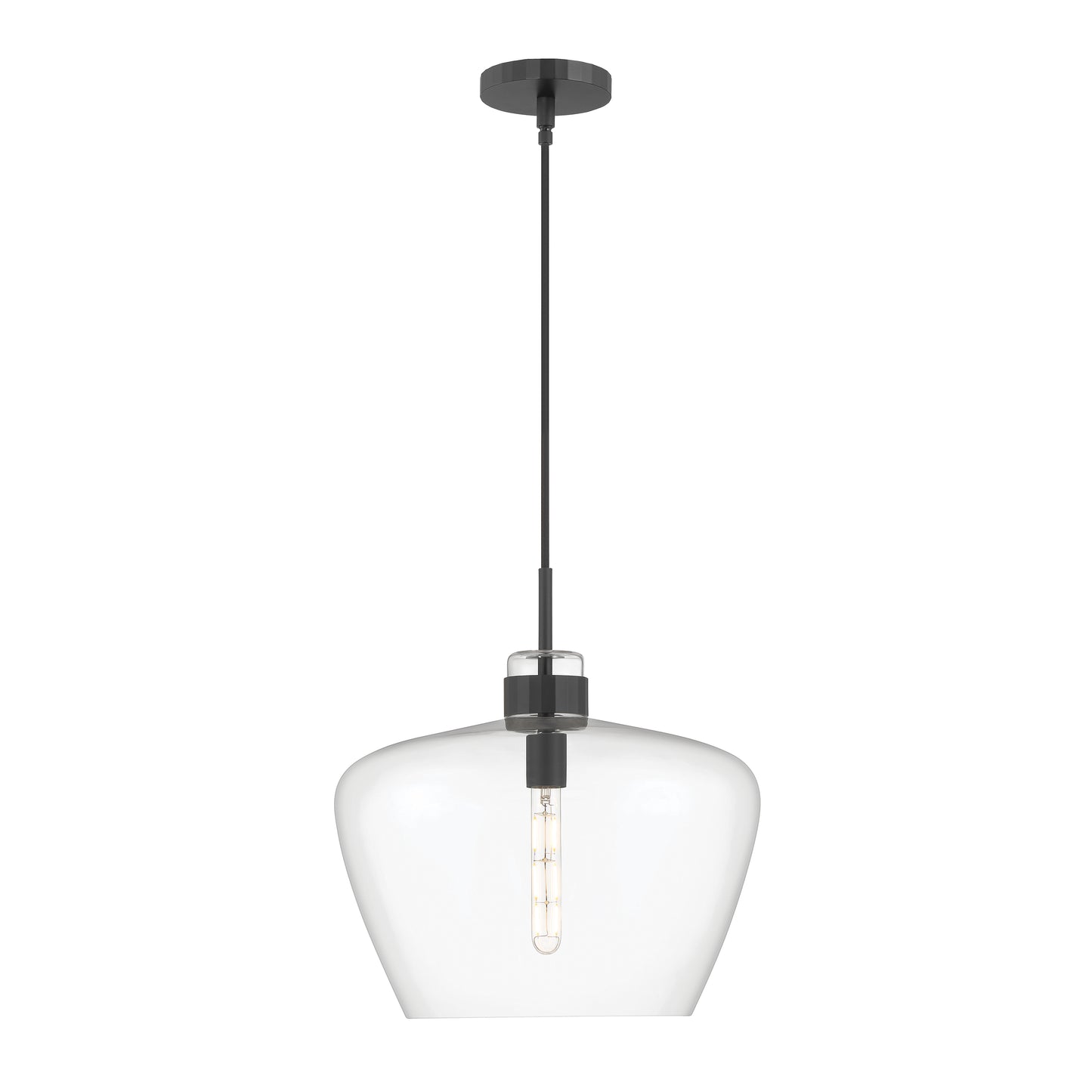 3742-MB-CL - Aurora 1-Light Glass Pendant - Matte Black