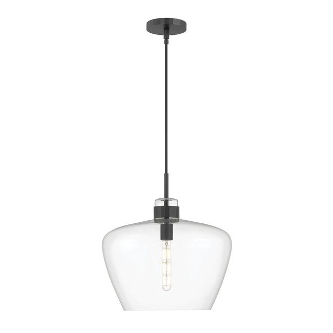 3742-MB-CL - Aurora 1-Light Glass Pendant - Matte Black