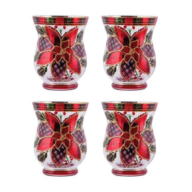 394638/S4 - Poinsettia Votives (Set of 4)