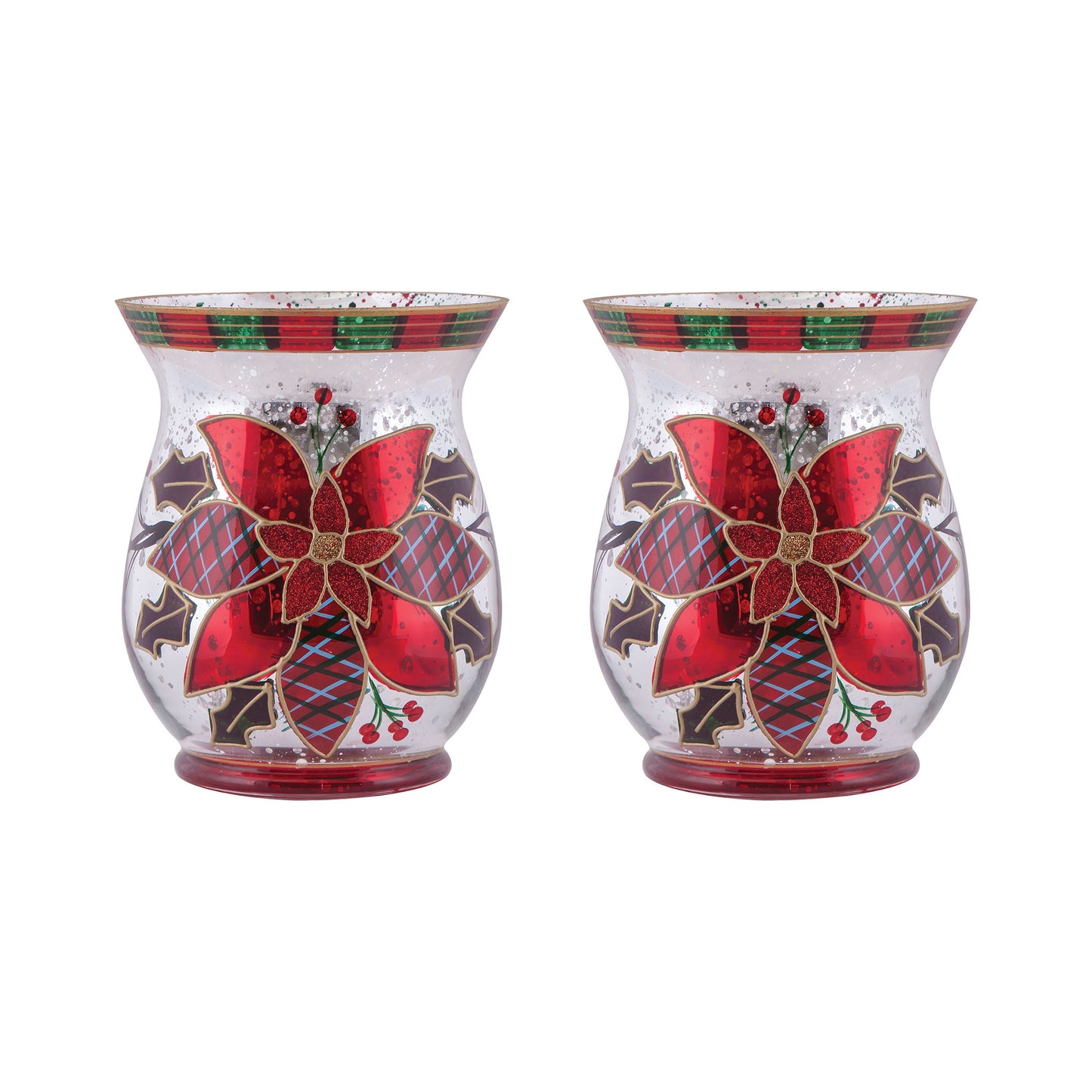 394645/S2 - Poinsettia Pillar (Set of 2)