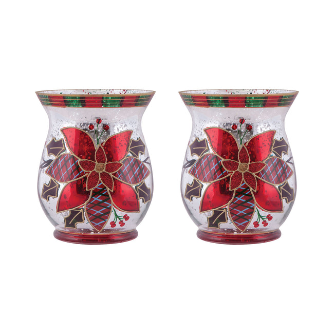 394645/S2 - Poinsettia Pillar (Set of 2)