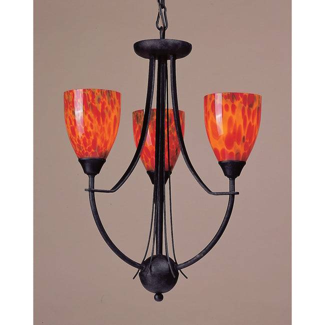 403-3FR - Classico 18'' Wide 3-Light Chandelier - Dark Rust with Fire Red Glass