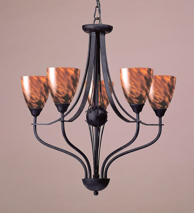 404-5ES - Classico 26'' Wide 5-Light Chandelier - Dark Rust with Espresso Glass