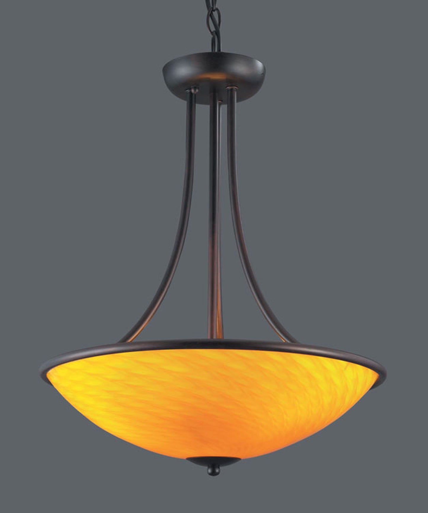 418-3CN-DR - Arco Baleno 3-Light Pendant - Dark Rust with Canary Yellow