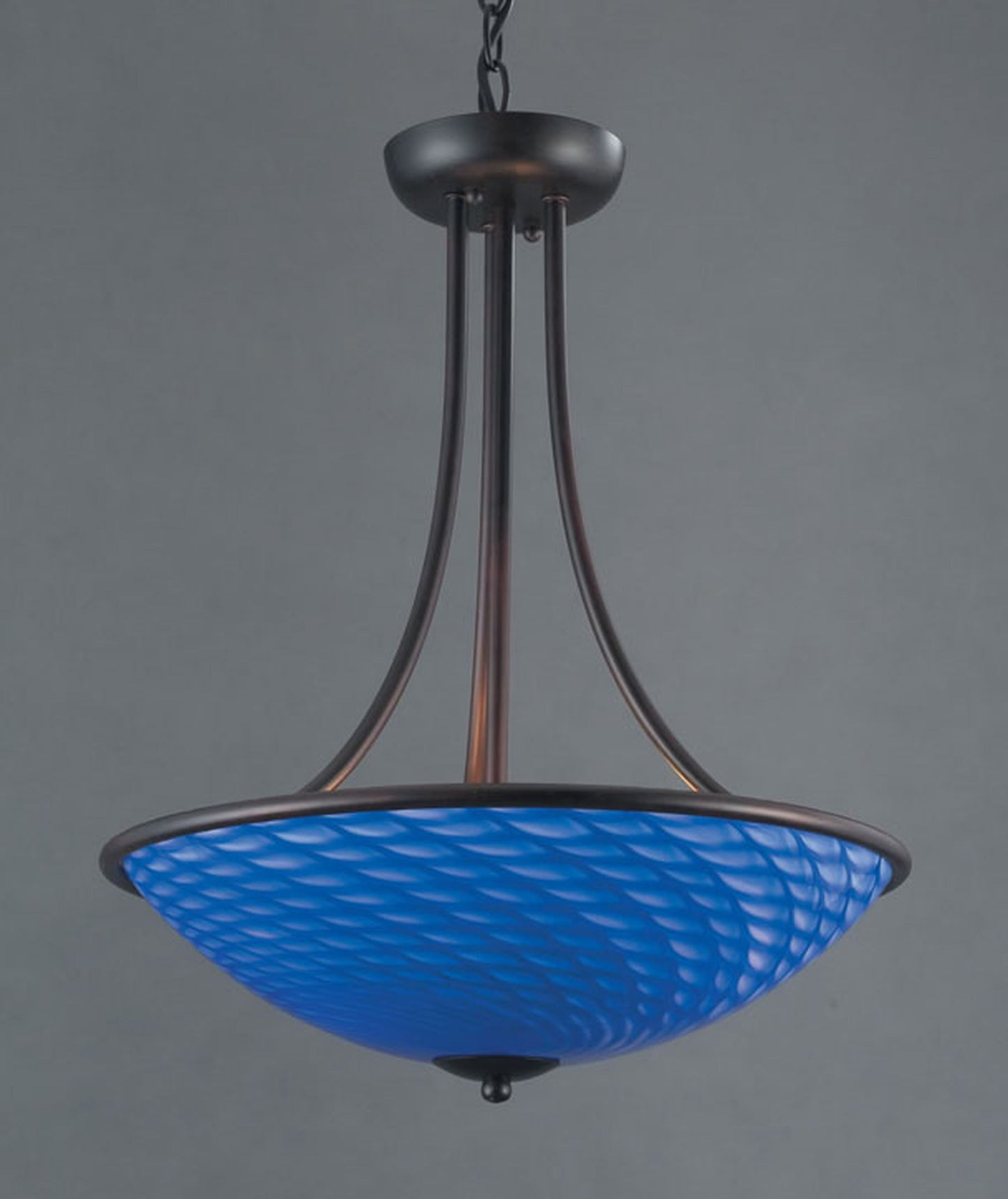 418-3S-DR - Arco Baleno 3-Light Pendant - Dark Rust with Sapphire Blue