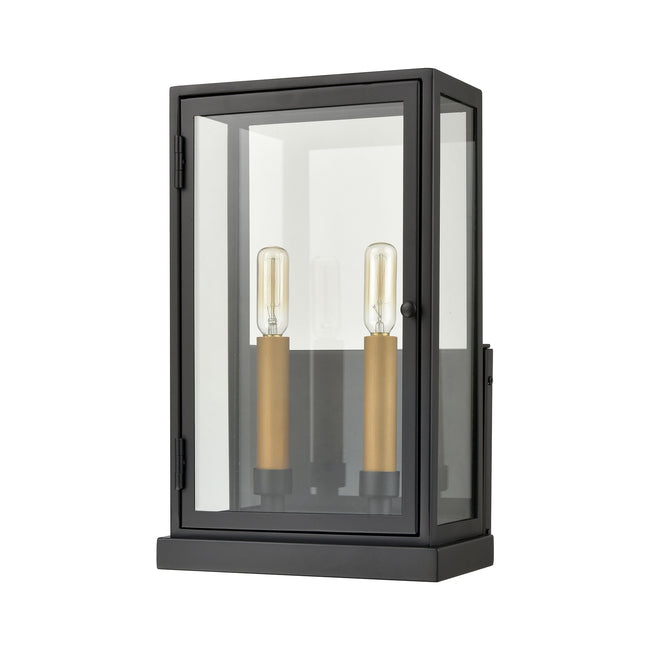 45492/2 - Crofton 10" Wide 2-Light Outdoor Sconce in Charcoal with Clear Glass