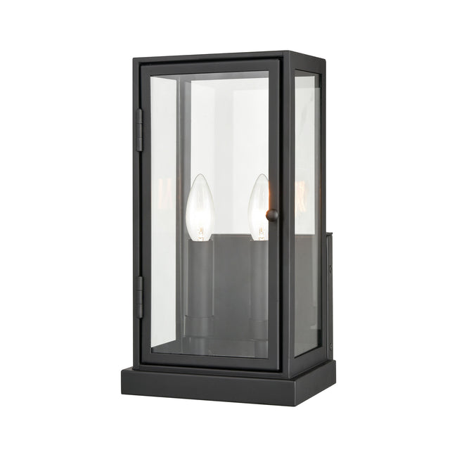 45492/2 - Crofton 10" Wide 2-Light Outdoor Sconce in Charcoal with Clear Glass