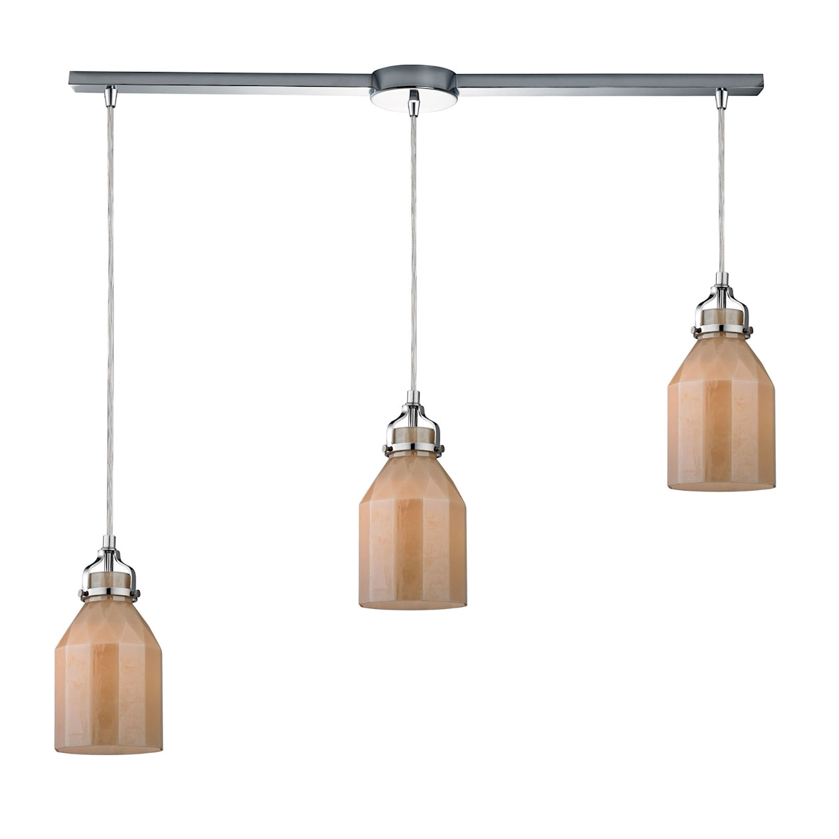 46029/3L - Danica 36'' Wide 3-Light Pendant - Polished Chrome and Cream Champagne Glass