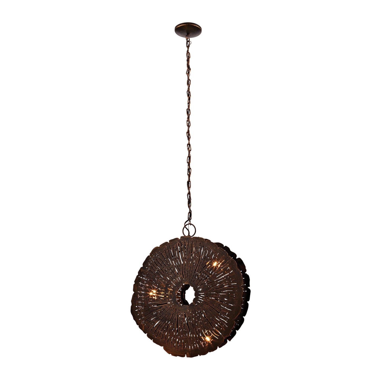 468-051 - Organic Metal 19'' Wide 3-Light Chandelier - Gold