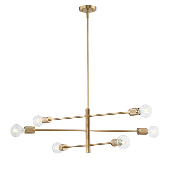 47366/6 - Module 34'' Wide 6-Light Chandelier - Burnished Brass