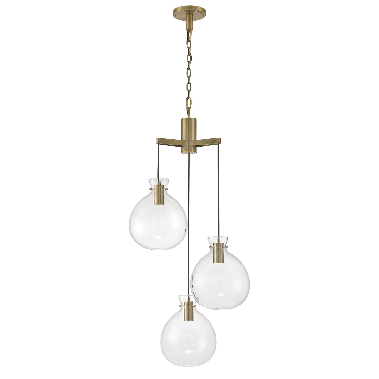 4743-AN-CL - Selina Tiered Globe LED Chandelier - Antique Brass