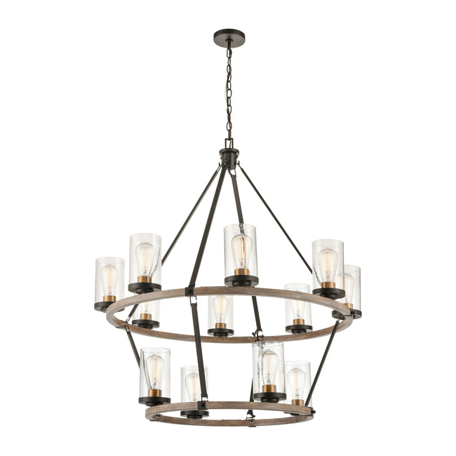 47470/8+4 - Geringer 36'' Wide 12-Light Chandelier - Charcoal