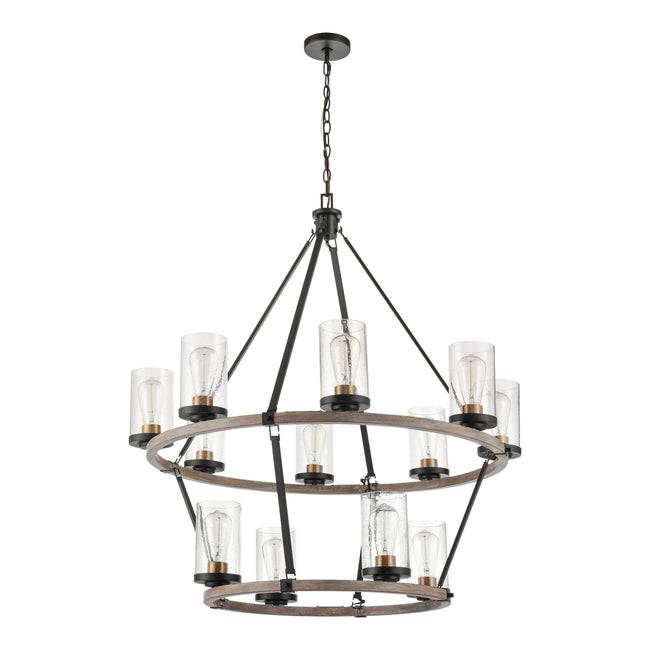 47470/8+4 - Geringer 36'' Wide 12-Light Chandelier - Charcoal